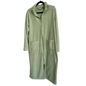 Vintage LL Bean Damen grün Fleece Reißverschluss Nachthemd Morgenmantel Größe Large - Bild 1 von 8