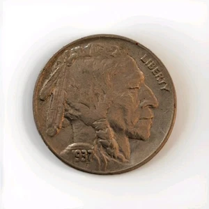 1937 Buffalo Nickel US Coin -  Nice Full Date Full Horn AU  - Picture 1 of 2