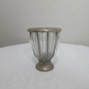 Vintage GLASKELCH EISBECHER TASSE mit SILBERTELLER KÄFIG mit Fuß, 4,75" RAR - Bild 1 von 6