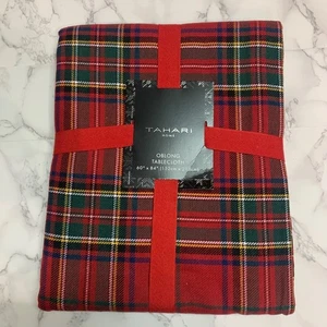 Tahari Home Tartan Plaid Tablecloth Oblong 60 X 84" Red & Green Blue Traditional - Picture 1 of 4