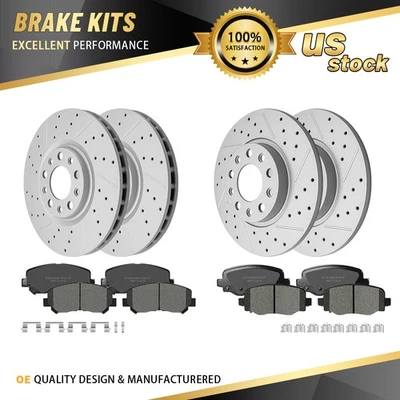 Rotores de disco perforados delanteros y traseros pastillas de freno de cerámica para Chrysler 200 2,4 L Foto 1 de 4