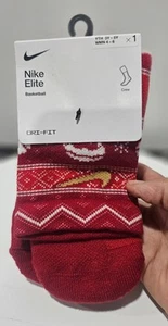New Nike Elite Christmas Socks - Red/White - S (Yth 3-5Y, WMN 4-6) - 1 Pair - Picture 1 of 3
