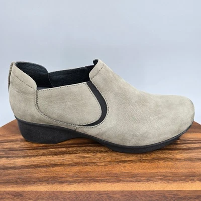 Dansko Boots Womens 8.5 39 Gray Nubuck Leather Lynn Slip On Wedge Ankle Booties - Image 1 of 4