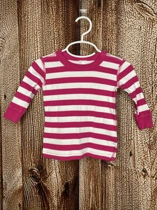 Top de pijama de niña Hanna Andersson rosa a rayas talla 70 (6-12 meses) manga larga - Imagen 1 de 3