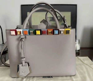 Fendi 2Jour Rainbow Petite Stud Sand Leather Crossbody tote Handbag - Picture 1 of 10