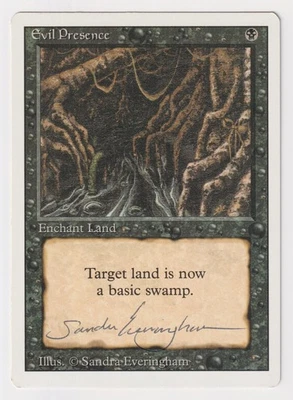 Signed Evil Presence HP Revised Artist Sandra Everingham 1994 WOTC MTG Magic! - Image 1 of 2