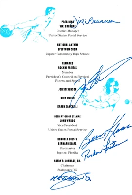 Signed USPS FDC Ceremony Program #2961-5 C1 Recreational Sports 2 HOF 1 All-Pro - Image 1 of 4