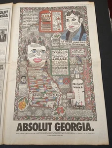 Scarce vintage HOWARD FINSTER Absolut Vodka art in USA Today - May 12, 1992 - Picture 1 of 7