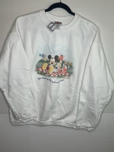 De colección Disney Mickey Minnie Picnic Blanco Cuello Redondo Talla Mediana Nuevo Con Etiquetas - Imagen 1 de 8