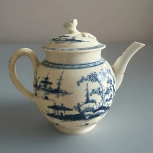 Tetera antigua Dr Wall Worcester, patrón de bala de cañón C1760 - Imagen 1 de 15