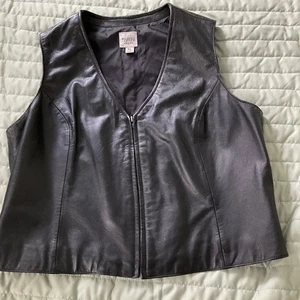 Wilsons Leather Maxima Motorcycle XL Womens Black Leather Full Zip Lined Vest - Picture 1 of 5