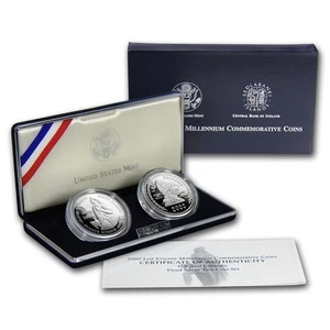 2000-P 2-Coin Leif Ericson Proof Set (w/Iceland Kronur, Box/COA) - Picture 1 of 3