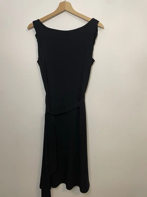 Next Black Jersey Dress Scoop Back Womens 12 Tie Waist - Image 1 of 4