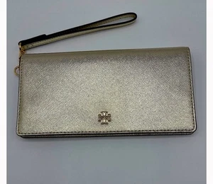 Tory Burch Emerson Slim Wristlet Envelope Wallet In Gold - Picture 1 of 5