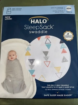 Saco de Dormir Halo Envoltura Multi Triángulo Estampado Micro-Vellón Nuevo en Caja -3 Meses 6-12lbs. Foto 1 de 4