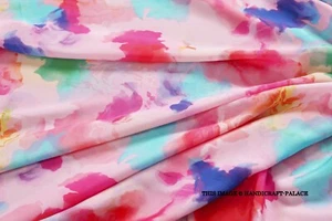 Crepe Silk Fabric Printed Cloth Wedding Evening Dress Craft Material By The Yard - Picture 1 of 5