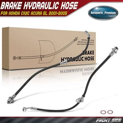2x Front Left & Right Brake Hydraulic Hose for Honda Civic Acura EL 2001-2005 - Image 1 of 4