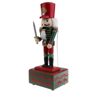 Holz Soldat Nussknacker Figur zum Aufziehen Spieluhrwerk Spielzeug 32 cm - Bild 1 von 3