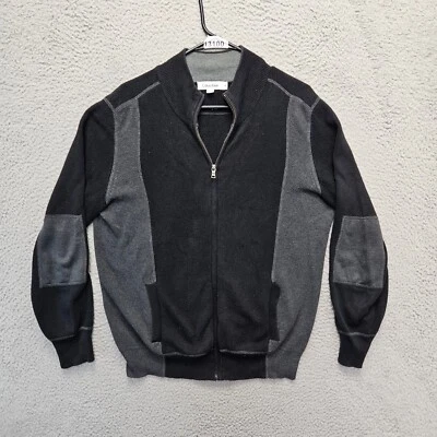 Cárdigan Suéter Calvin Klein Para Hombre Talla Mediana Negro Gris Cremallera Completa Foto 1 de 4