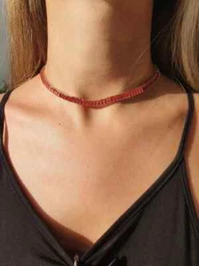 28 Ct Emerald Cut Lab Created Ruby Choker Tennis Necklace 14K Y Gold Plated 18" - Picture 1 of 3