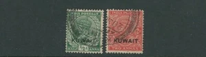 KUWAIT 1929-37 KGV two values used (Scott 17 and 23)  - Picture 1 of 1