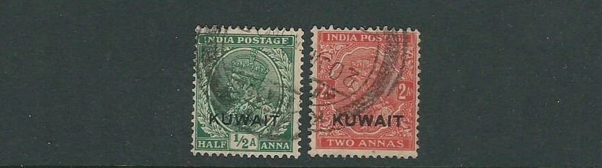KUWAIT 1929-37 KGV two values used (Scott 17 and 23) - Image 1 of 1