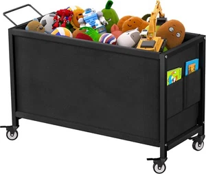100L Large Kids Toy Box with Wheels, Toy Chest Storage Organizer for Toddlers, B - Picture 1 of 7