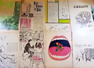 Ilustraciones editoriales de la década de 1960 para diario basura, álbum de recortes, encuadre, arte vintage - Imagen 1 de 18