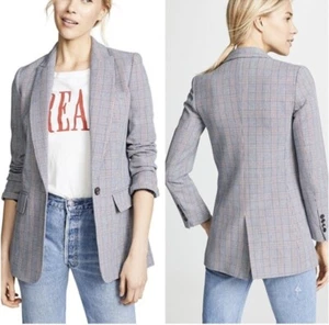 Equipment Jeanne Blazer a quadri in misto lana a quadri blu multi taglia 2 - Foto 1 di 17
