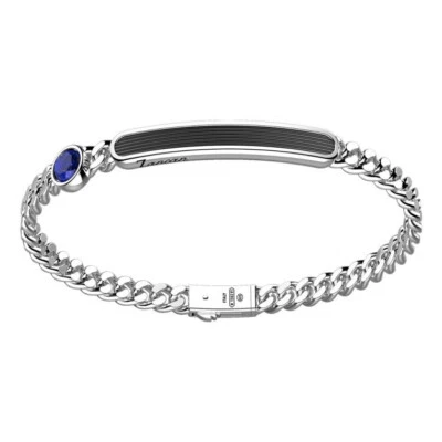 Bracciale uomo Zancan Argento 925 maglia groumette e Lapis blu Ref. EXB971 - Immagine 1 di 2