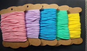 Multipack 3mm Soft Elastic Cord 5x5m Pink Green Yellow Blue Lilac - Picture 1 of 7
