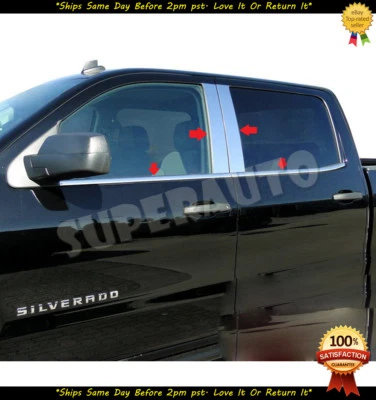 FOR 2014-2018 CHEVROLET SILVERADO 1500+2500+3500 CREW 4DR WINDOW SILLS+PILLARS - Image 1 of 2
