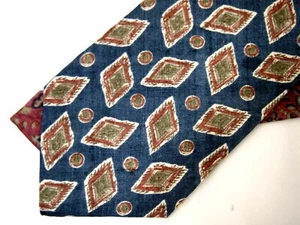 Vintage Tommy Hilfiger Herren Krawatte Krawatte blau grün rosa geometrisch zweifarbig Seide 58" - Bild 1 von 4
