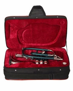 Cornet Bb FLAT CORNET GREEN NICKEL WITH FREE HARD CASE+MOUTHPIECE+FAST SHIP - Picture 1 of 5