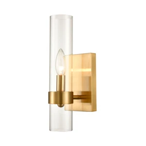 Wall Sconce Bathroom Wall Light Fixture Brushed Gold with Glass Shade 1 Light - Picture 1 of 9