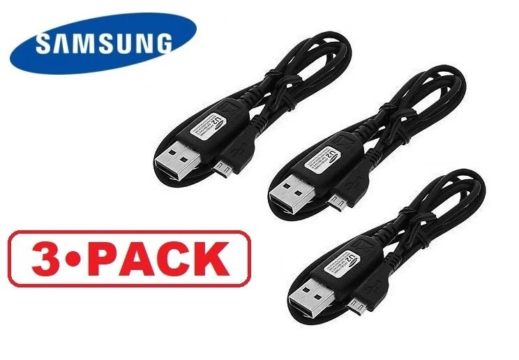 3 X OEM Original Samsung USB Cable Data Sync Wire Charger Power Cord