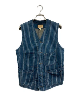 RRL RALPH LAUREN HICKORY VEST MEN COLOR NAVY MATERIAL COTTON SIZE XS USED - Image 1 of 4