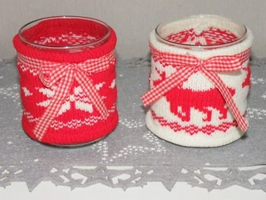 Heine Home Teelicht 2er-Set rot weiß Teelichter Teelichthalter - Bild 1 von 1