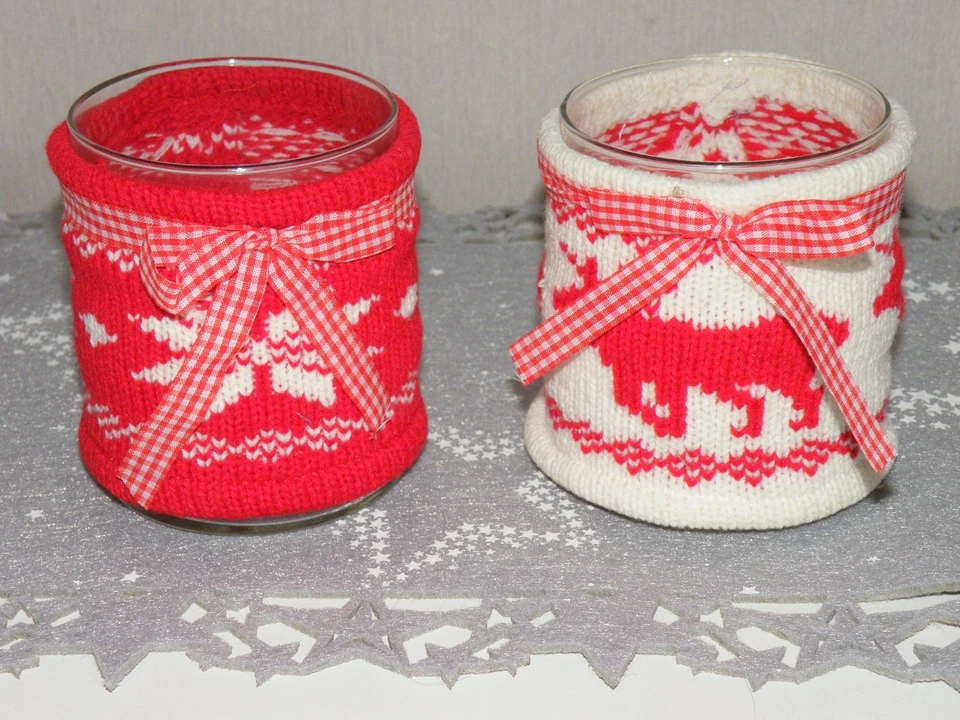 Heine Home Teelicht 2er-Set rot weiß Teelichter Teelichthalter - Bild 1 von 1