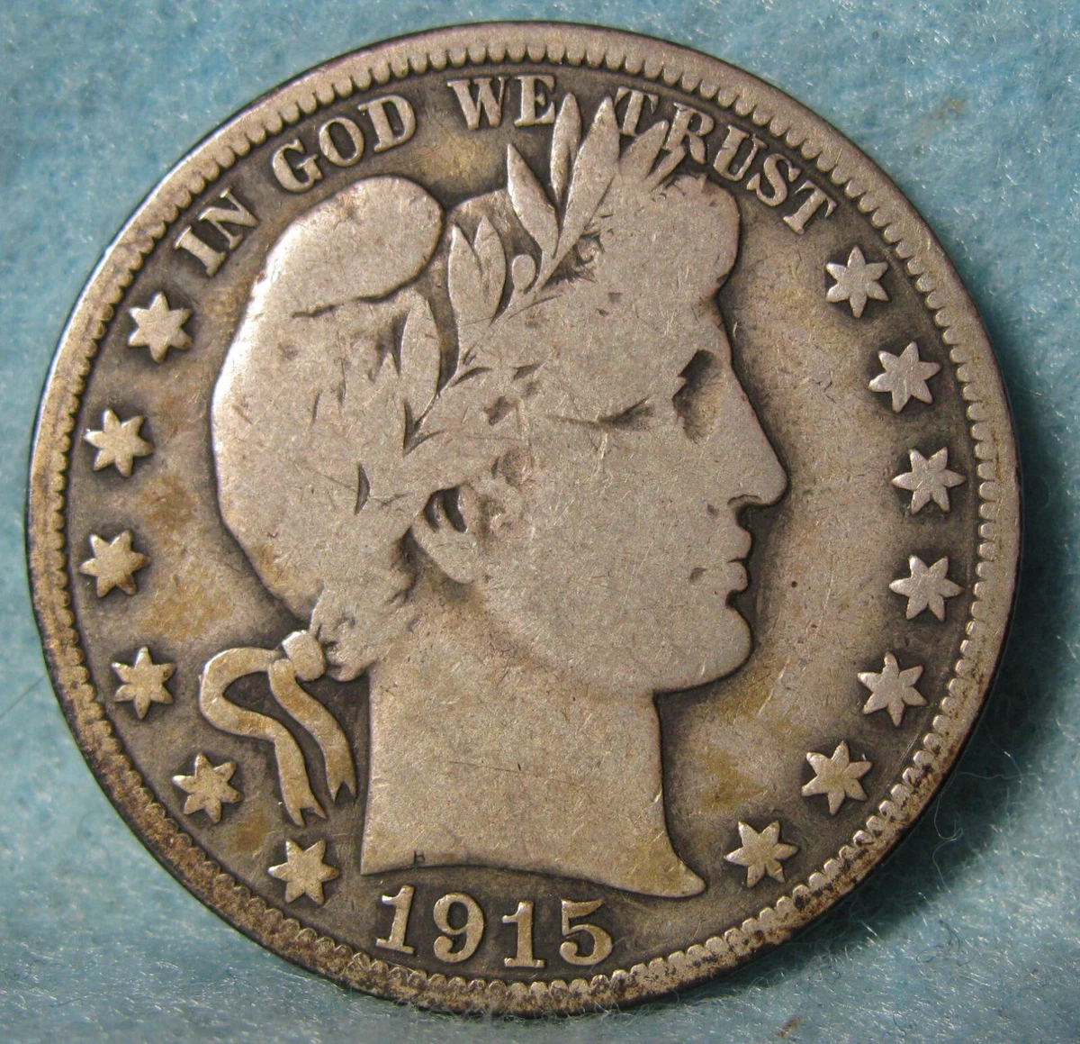 稀少な状態　アメリカ合衆国　バーバー ハーフダラー　1915 D 1915 dバーバーハーフダラーVG非常に良い90％シルバー50C USタイプコイン