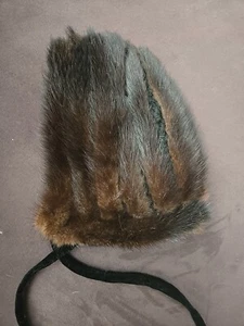 Vintage Natural  Mink Women's Hat Tie under chin Crochet inside Gwen Pennington - Picture 1 of 10