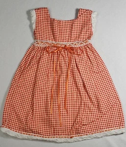 Vintage Handmade Red Gingham Baby Dress with Crochet Trim - Sz 6-12 months? - Picture 1 of 8