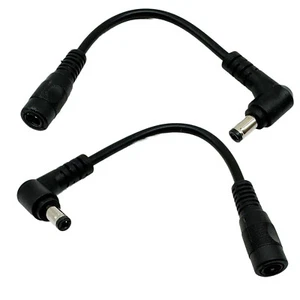 10x DC Power 5.5mm x 2.5mm Male Right Angle To 5.5 x 2.1mm Female Adapter Cable - Picture 1 of 13