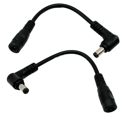 10x DC Power 5.5mm x 2.5mm Male Right Angle To 5.5 x 2.1mm Female Adapter Cable - Image 1 of 4