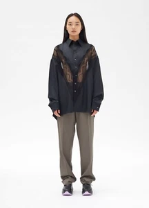 CÉLINE Old Celine Spring 2018 Black Viscose Lace Tunic Shirt 38 Phoebe Philo - Picture 1 of 11
