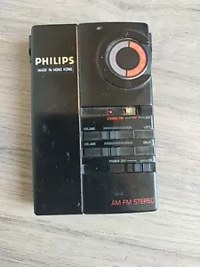 Vintage Philips D1720 Personal Pocket AM/FM Radio Black Repairs Spares - Picture 1 of 4
