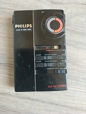 Vintage Philips D1720 Personal Pocket AM/FM Radio Black Repairs Spares - Image 1 of 4