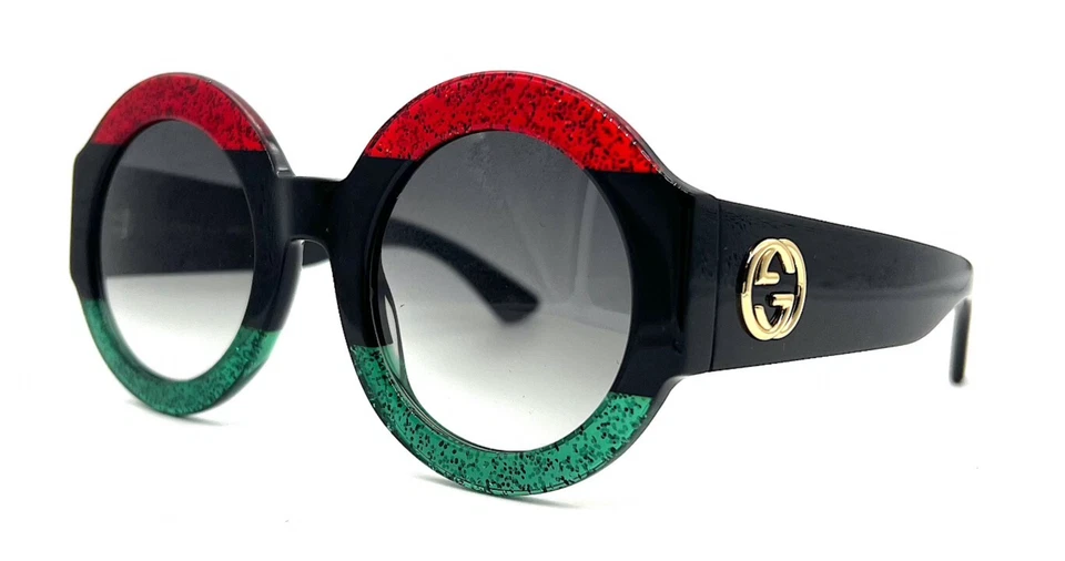 NUEVAS GAFAS DE SOL GUCCI GG0084S 001 NEGRAS ROJAS VERDES DEGRADADAS AUTÉNTICAS 51 - 26 Foto 1 de 4