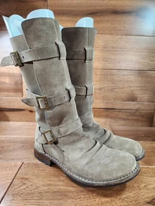 Fiorentini+Baker ETERNITY Gamuza Bronceada Rodilla Alta Moto Bota 3 Correas EURO 38, EE. UU. 8 - Imagen 1 de 22