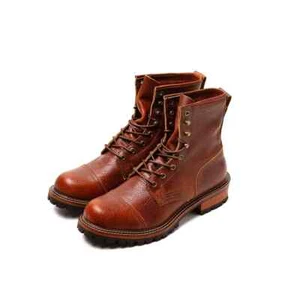 Herren Handgefertigt Kappe Zehe Litschi Leder Holzfäller Stiefel - Bild 1 von 14